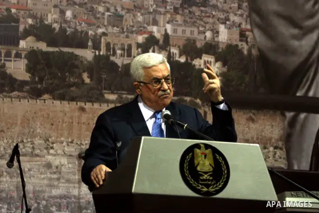Palestinian president Mahmud Abbas addresses the Palestinian leadership on November 16, 2011 in the West Bank city of Ramallah. The address was timed to mark seven years since the death of veteran leader Yasser Arafat an...