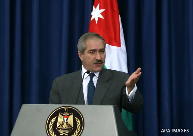 Jordanian Foreign Minister Nasser Judeh and his Palestinian counterpart Riyad al-Malki hold a news conference after the meeting of King Abdullah of Jordan with Palestinian President Mahmoud Abbas in the West Bank city of...