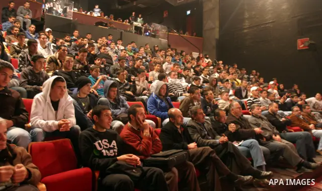 Palestinian high school students attend a play which aim to join students with their Arab and Islamic history at the Palestinian National Theatre, in Jerusalem on Nov. 23,2011. Photo by Mahfouz Abu Turk