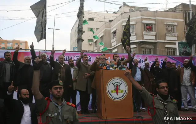 Palestinian Jihad Islamic leaders take part in a rally in Gaza City to show their solidarity for Al-Aqsa mosque in Jerusalem November 25, 2011. The mosque built on the compound known to Muslims as al-Haram al-Sharif and...