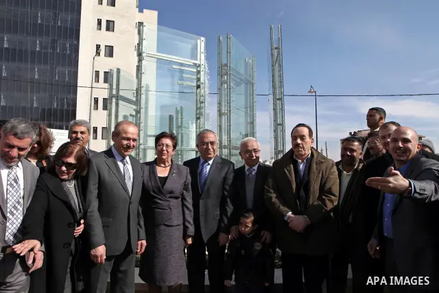 Palestinian Prime Minister, Salam Fayyad attends the opening ceremony of the square of late poet Mahmud Darwesh, in the West Bank city of Ramallah on Nov. 27, 2011. Photo by Mustafa Abu Dayeh