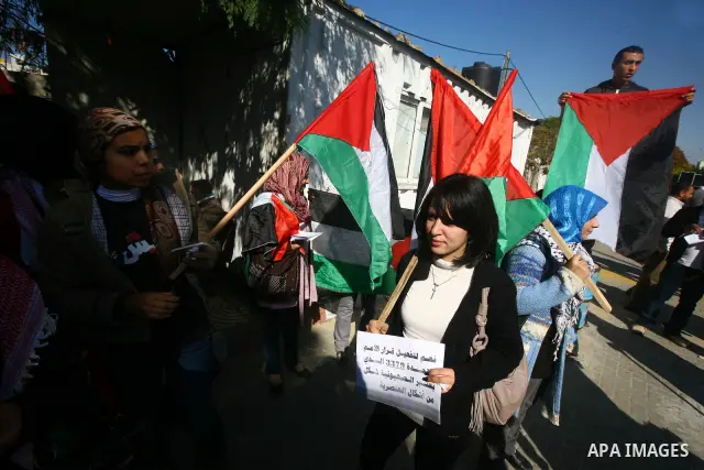Palestinians take part in a rally in Gaza City marking the U.N.'s International Day of Solidarity with the Palestinian People November 29, 2011. Photo by Majdi Fathi