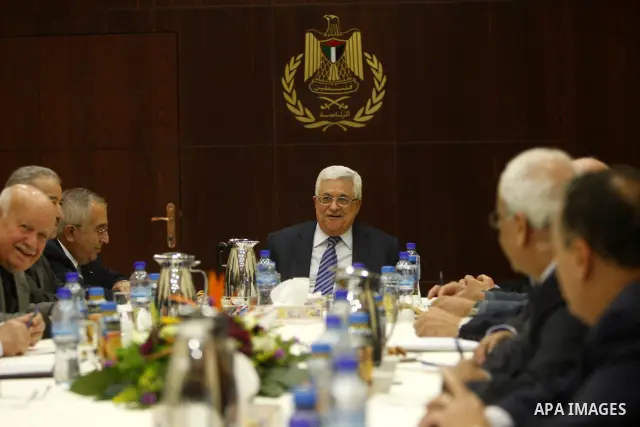 Palestinian President Mahmoud Abbas attends a meeting of the Palestine Liberation Organization (PLO) executive committee at his compound in the West Bank city of Ramallah, Wednesday, Dec. 7, 2011. Photo by Issam Rimawi