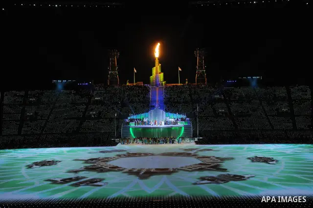 Fireworks illuminate Sheikh Khalifa stadium during the opening ceremony of the pan-Arab Games in the Qatari capital Doha on December 9, 2011. More than 5,000 Arab athletes are participating in the Arab games from Decembe...