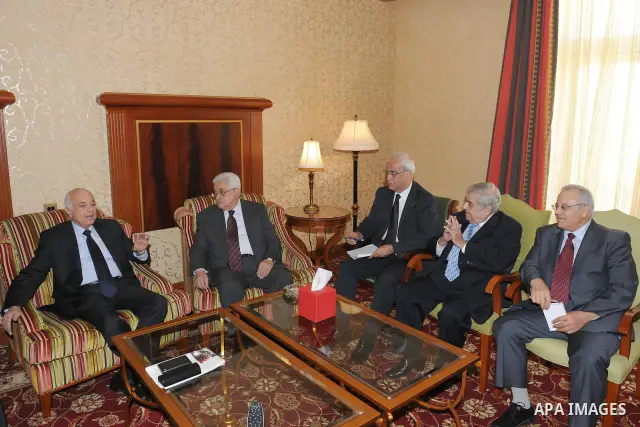 Palestinian President, Mahmoud Abbas (Abu Mazen), meets with Arab League Secretary General, Ahmed al- Arabi, in the Qatari capital Doha on Dec. 10, 2011. Photo by Thaer Ganaim