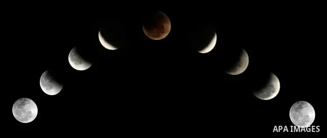 The Earth casts its shadow across the moon's surface during a lunar eclipse in Rafah, in the southern of Gaza Strip on Dec. 10, 2011. This is the second total lunar eclipse of the year and the last until 2014. Photo by A...