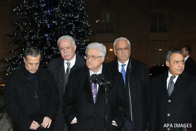 Palestinian President Mahmoud Abbas (Abu Mazen) during meets with French President, Sarkozy, In the French capital Paris, On Dec. 13, 2011. Photo by Thaer Ganaim