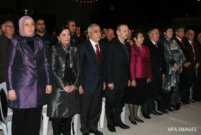 Palestinian Prime Minister, Salam Fayyad, during a ceremony of lighting the Christmas tree, in the West Bank City of Ramallah, On Dec.13, 2011. Photo by Issam Rimawi