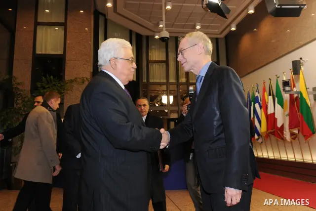 Palestinian President Mahmoud Abbas during a meeting with a head of the European Union in Brussels, Dec. 14, 2011. Palestine was admitted as a member of the U.N. Educational, Scientific and Cultural Organization in an Oc...