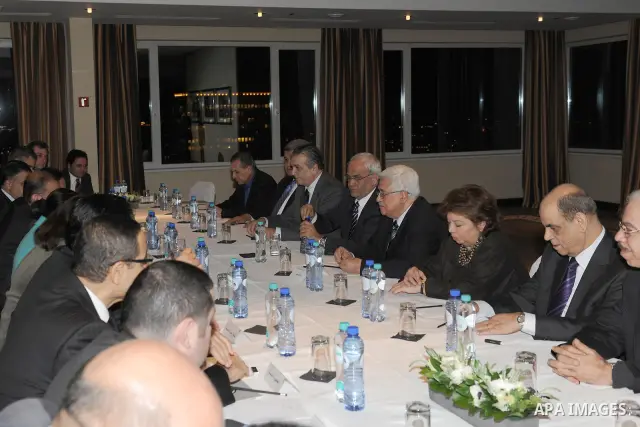 Palestinian President, Mahmoud Abbas, meets with Arab ambassadors in Brussels, Dec. 14, 2011. Palestine was admitted as a member of the U.N. Educational, Scientific and Cultural Organization in an October vote that promp...