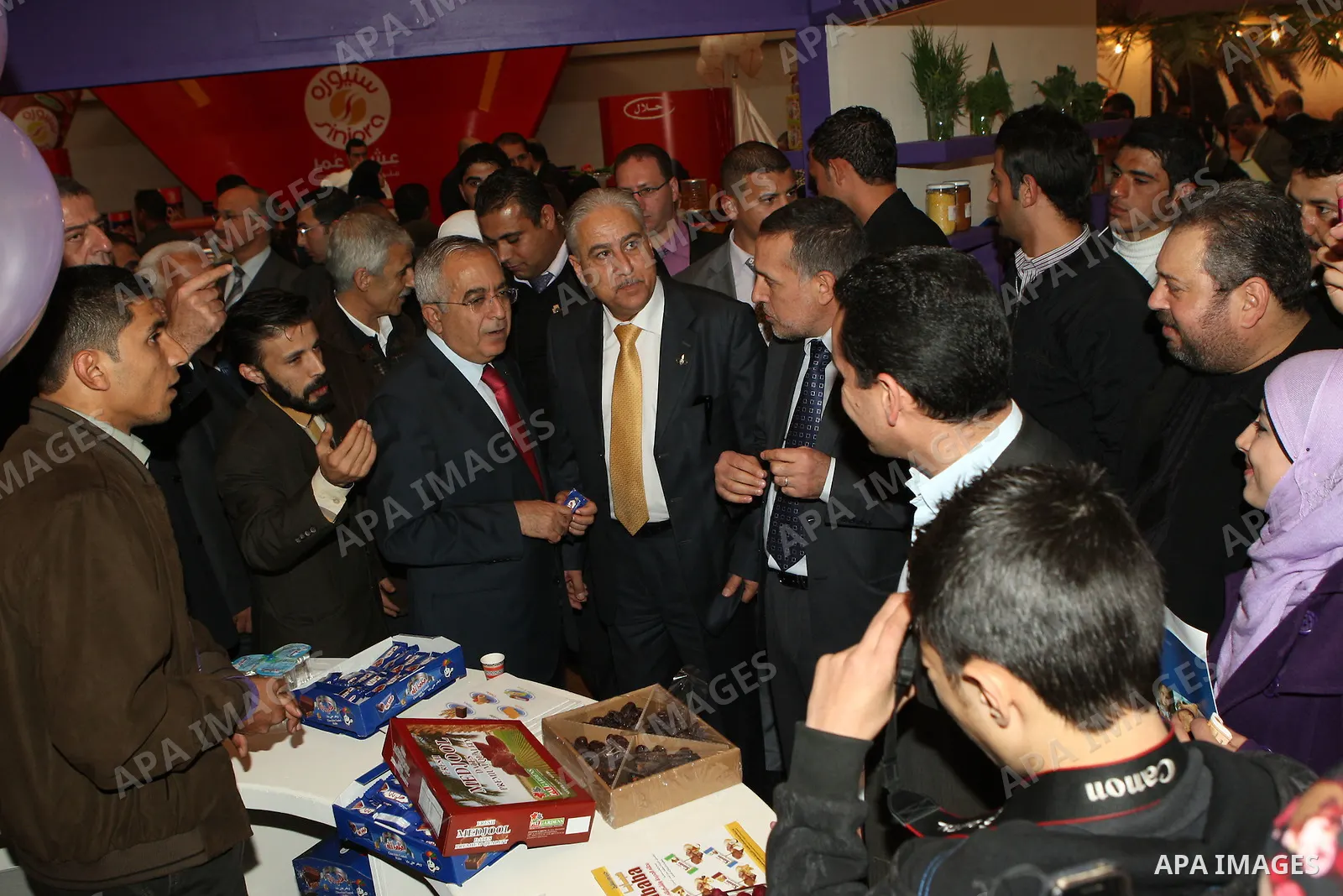 Palestinian Prime Minister Salam Fayyad attends the Palestinian Food Industries Association Week 2011 trade fair 'Our Food', from 15 to 18 December, in the West Bank City of Nablus, on 15 December 2011. 'Our Food' will c...
