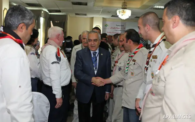 Palestinian prime minister, Salam Fayyad, attends conference of the scout movement in Palestine, in the West Bank city of Ramallah on Dec. 17, 2011. Photo by Mustafa Abu Dayeh