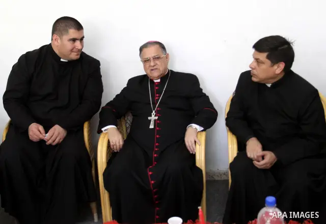 Latin Patriarch of Jerusalem Fouad Twal arrives at at Deir al-Laten Church in Gaza City December 18, 2011, to attend a celebration with Palestinians ahead of Christmas. Photo by Mohammed Asad