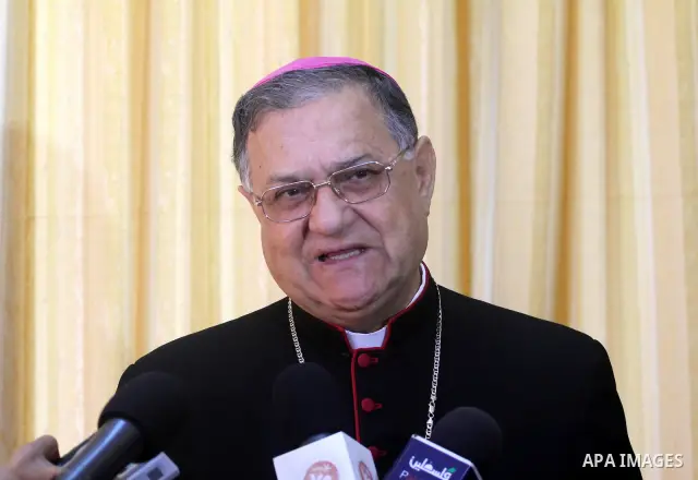 Latin Patriarch of Jerusalem Fouad Twal arrives at at Deir al-Laten Church in Gaza City December 18, 2011, to attend a celebration with Palestinians ahead of Christmas. Photo by Mohammed Asad