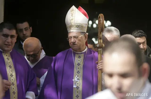 Latin Patriarch of Jerusalem Fouad Twal arrives at at Deir al-Laten Church in Gaza City December 18, 2011, to attend a celebration with Palestinians ahead of Christmas. Photo by Yasser Fathi