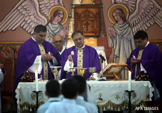 Latin Patriarch of Jerusalem Fouad Twal arrives at at Deir al-Laten Church in Gaza City December 18, 2011, to attend a celebration with Palestinians ahead of Christmas. Photo by Yasser Fathi