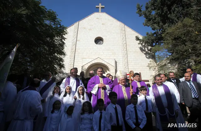 Latin Patriarch of Jerusalem Fouad Twal arrives at at Deir al-Laten Church in Gaza City December 18, 2011, to attend a celebration with Palestinians ahead of Christmas. Photo by Yasser Fathi