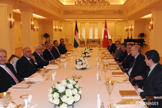 Palestinian President, Mahmoud Abbas (Abu Mazen)during a meeting with Turkish President Abdullah Gul in the Turkish capital Ankara on Dec 20, 2011. Photo by Thaer Ghanaim