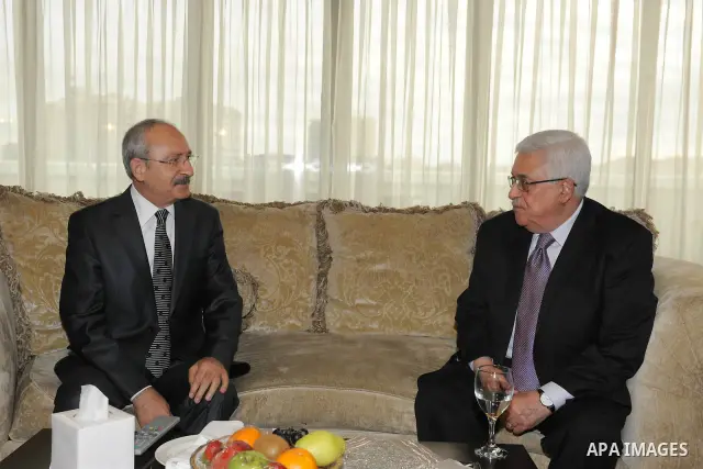 Palestinian President, Mahmoud Abbas (Abu Mazen) meets with the leader of the People's Party of Turkey, Kamal Ktch in Ankara the capital of Turkish, On Dec. 21, 2011. Photo by Thaer Ghanaim