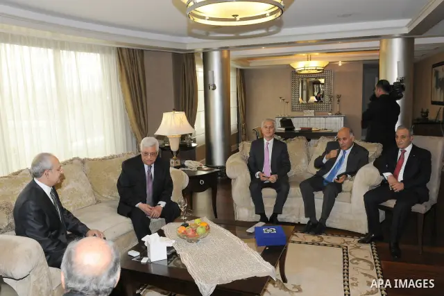Palestinian President, Mahmoud Abbas (Abu Mazen) meets with the leader of the People's Party of Turkey, Kamal Ktch in Ankara the capital of Turkish, On Dec. 21, 2011. Photo by Thaer Ghanaim