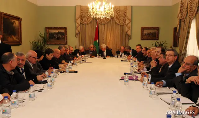Palestinian President, Mahmoud Abbas (Abu Mazen), meets with Palestinian Fatah movement members and the leaders of Palestinian factions in Cairo on December 22, 2011.Palestinian factions, led by the former rivals Hamas a...