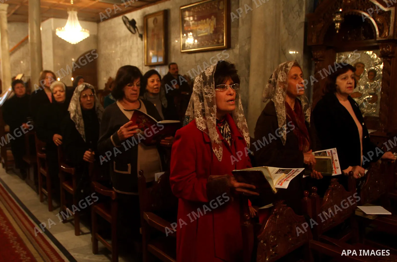 Palestinian Christians pray on Christmas day in the Saint Porfirios church in Gaza City December 25, 2011. Photo by Ashraf Amra