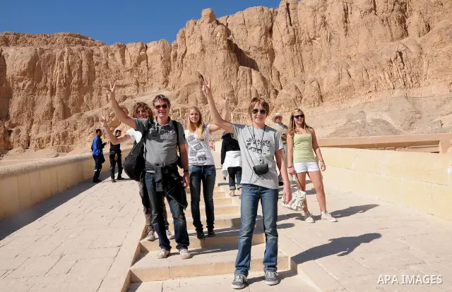 Foreign tourists during thier tour in the Tourism places at the luxor, Before the start of the Christmas Christians, in Egypt on Dec. 27, 2011. Photo by Ahmed Asad