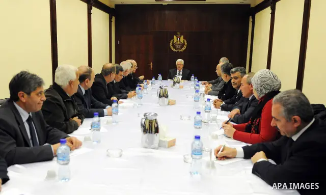 Palestinian President, Mahmoud Abbas (Abu Mazen), chairs the meeting of the Central Committee of the Palestine National Liberation Movement (Fatah) in the West Bank city of Ramallah on Dec 29, 2011. Photo by Mufeed Abu H...