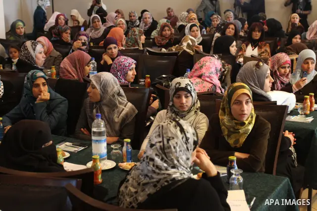 Palestinian government Information Office, honoring women journalists during a ceremony in Gaza City on Dec 31,2011. Photo by Mohammed Asad