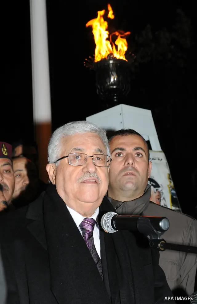 Palestinian President Mahmoud Abbas, speaks during mark the 47th anniversary of Palestinian revolution and the establishing of Fatah movement, in the West Bank city of Ramallah on December 31, 2011. Photo by Mufeed Abu H...