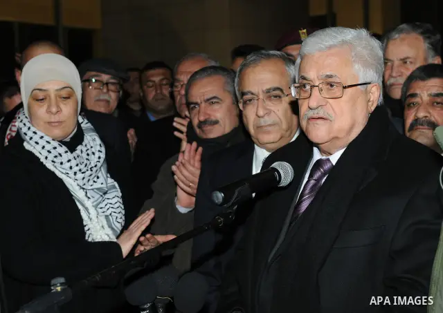 Palestinian President Mahmoud Abbas, speaks during mark the 47th anniversary of Palestinian revolution and the establishing of Fatah movement, in the West Bank city of Ramallah on December 31, 2011. Photo by Mufeed Abu H...