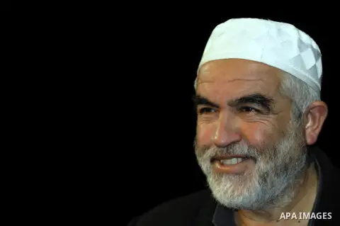 Sheikh Raed Salah, the leader of the Islamic Movement in Israel attends a press conference for the Palestinian National and Islamic leaders in Jerusalem to discuss the visit of U.S. President Barack Obama to Jerusalem ne...