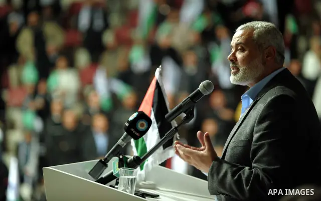 Palestinian Prime Minister in Gaza Strip, Ismail Haniyeh, during his visit to the central Tunisian city of Sidi Bouzid, the birthplace of the 2011 Tunisian revolution, on Jan. 07, 2012. Photo by Mohammed Al-Ostaz