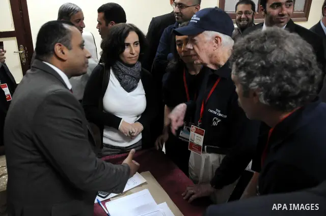 Jimmy Carter's at the Rod Farag School. During his presidency in the 1970s, Carter helped broker the Camp David Accords that led to a 1979 peace agreement between Israel and Egypt. -- Jimmy Carter's visit to the Committe...