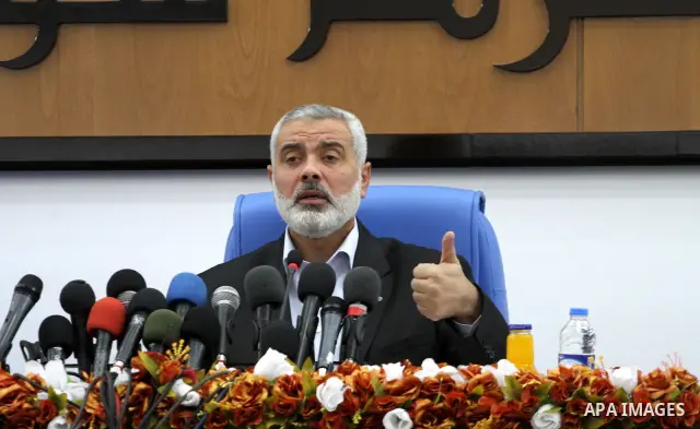 Palestinian Prime Minister in Gaza Strip, Ismail Haniyeh, speaks the latest developments Political after his tour to the Arab countries and Turkey, during the meeting of the Palestinian Legislative Council members of the...