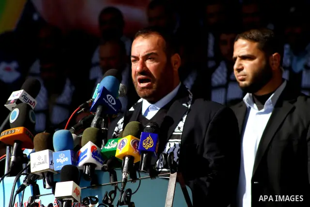 Palestinian Interior Minister in Gaza Strip, Fathi Hammad, speaks during a graduation ceremony Palestinian members of Hamas security forces in Gaza City on Jan. 16, 2012. Photo by Ashraf Amra