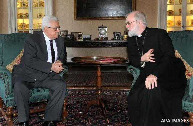 Palestinian President, Mahmoud Abbas (Abu Mazen), meets with the Archbishop of Canterbury Rowan Williams, in the Capital British London, on Jan.17, 2012. Photo by Thaer Ganaim