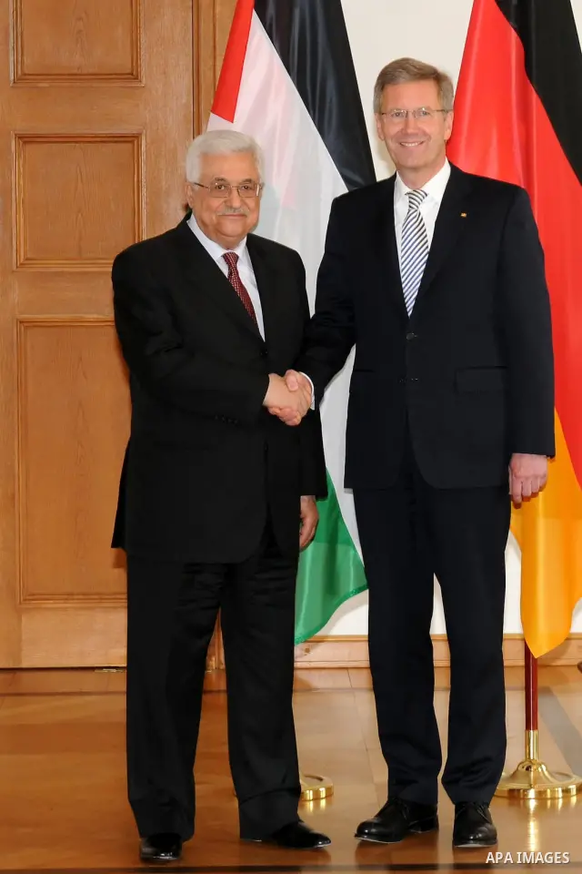 Palestine President Mahmoud Abbas meets German President Christian Wulff at Bellevue Palace in Berlin, Germany, 18 January 2012. The next day Abbas will meet German Chancellor Angela Merkel (CDU) for political talks. Pho...