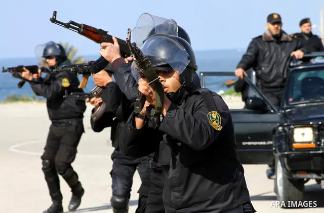 Palestinian members of Hamas security forces take part in a graduation ceremony for special security forces in Gaza City, Thursday, Jan. 19, 2012. Photo by Ashraf Amra