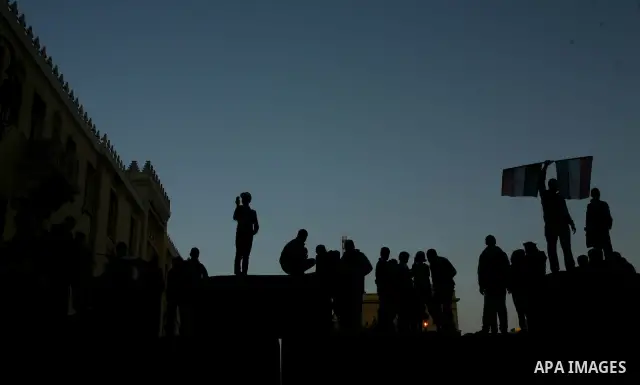 Egyptian demonstrators gather to celebrate the one year anniversary of the 25th January uprising at Tahrir square in Cairo, Egypt, 25 January 2012. One year earlier the same day Egyptians started an uprising which result...