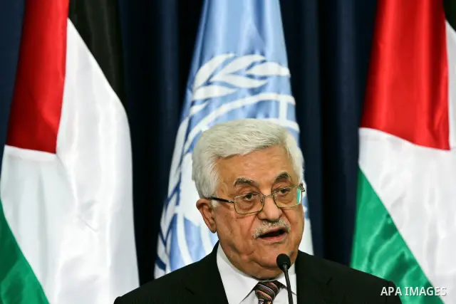 Palestinian Authorities President Mahmoud Abbas speaks during a joint press conference with UN Secretary-General Ban Ki-moon (unseen) in the West Bank town of Ramallah on 01 February 2012. UN Secretary-General Ban Ki-Moo...
