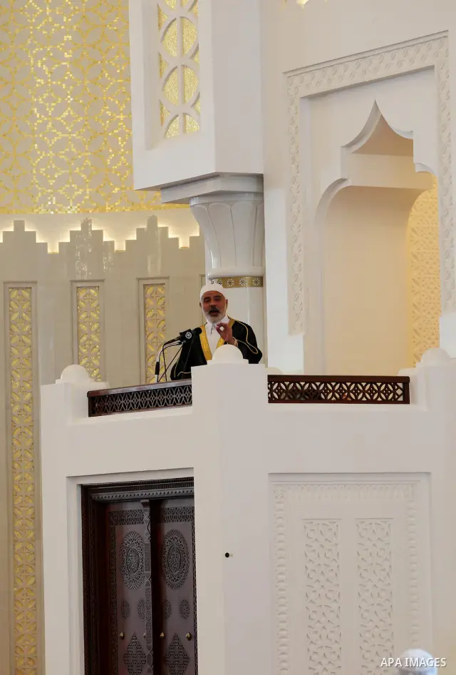 Palestinian Prime Minister in Gaza Strip, Ismail Haniyah, attend Friday prayers in the mosque of Muhammad ibn Abed al-Wahhab in the Qatari capital of Doha on Feb. 03, 2012. Photo by Mohammed Al-Ostaz