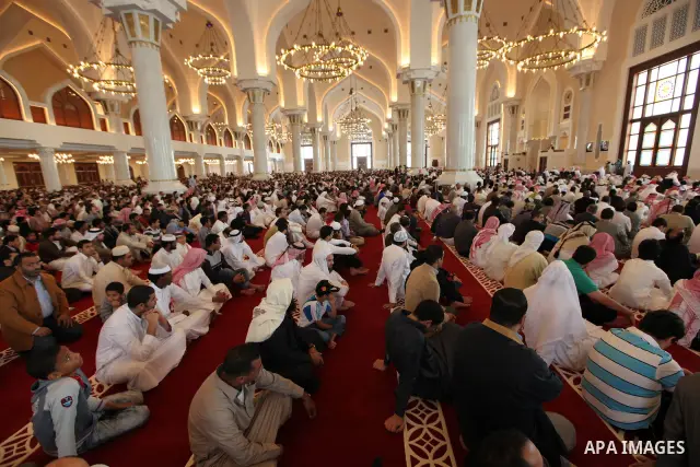 Palestinian Prime Minister in Gaza Strip, Ismail Haniyah, attend Friday prayers in the mosque of Muhammad ibn Abed al-Wahhab in the Qatari capital of Doha on Feb. 03, 2012. Photo by Mohammed Al-Ostaz