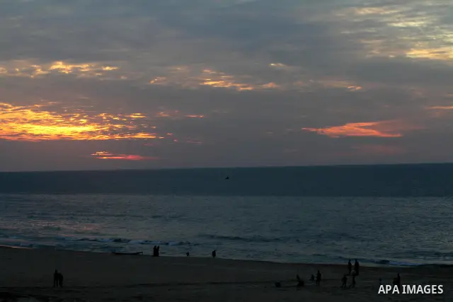 General veiw to the sunset on a cold winter day's evening,in Gaza City on Feb. 04, 2012. Photo by Mohammed Asad
