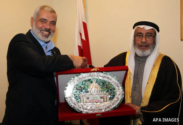 Palestinian prime minister, Ismail Haniya meets with officials Bahrains in the Bahraini capital of Manama , on Feb. 05, 2012 Photo by Mohammed Al-Ostaz