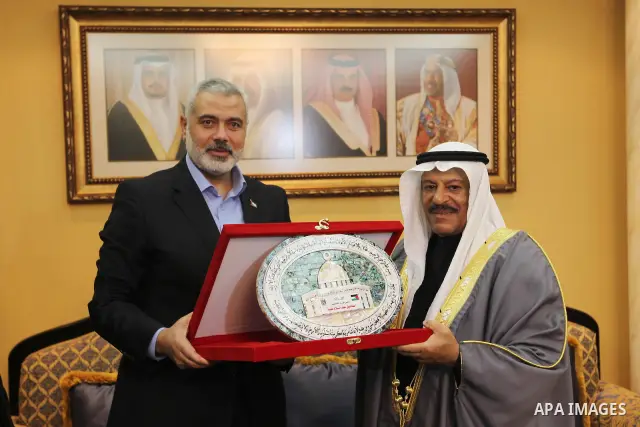 Palestinian prime minister, Ismail Haniya meets with officials Bahrains in the Bahraini capital of Manama , on Feb. 05, 2012 Photo by Mohammed Al-Ostaz