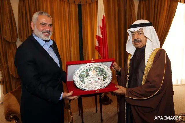 Palestinian prime minister, Ismail Haniya meets with officials Bahrains in the Bahraini capital of Manama , on Feb. 05, 2012 Photo by Mohammed Al-Ostaz