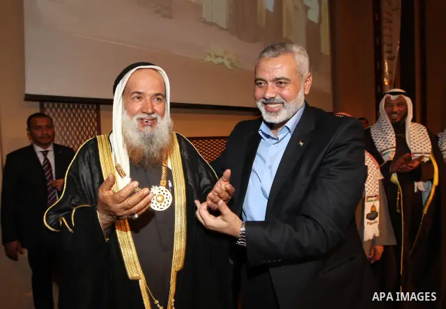 The Hamas prime minister in Gaza, Ismail Haniya, attends a ceremony honouring him at the International Islamic Charitable Organization in Kuwait City on February 8, 2012. Photo by Mohammed Al-Ostaz