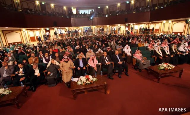 The Hamas prime minister in Gaza, Ismail Haniya, (not seen) attends a ceremony honouring him at the International Islamic Charitable Organization in Kuwait City on February 8, 2012. Photo by Mohammed Al-Ostaz