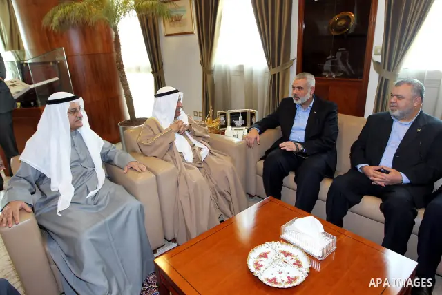 The Hamas prime minister in Gaza, Ismail Haniya, attends a ceremony honouring him at the International Islamic Charitable Organization in Kuwait City on February 8, 2012. Photo by Mohammed Al-Ostaz